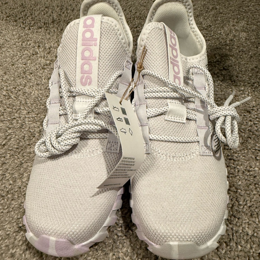 Adidas Women's Light Gray and Purple Sneakers
